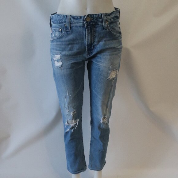 Mens AG Adriano Goldschmied "The Dylan The Skinnies" Blue Distressed Jeans 33 - Picture 1 of 6